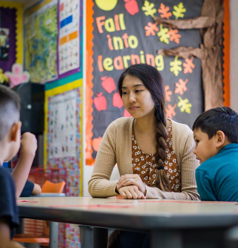 teacher and students in classroom