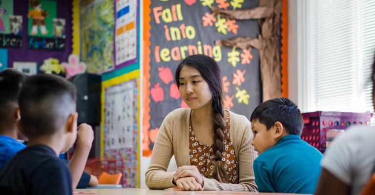 teacher and students in classroom