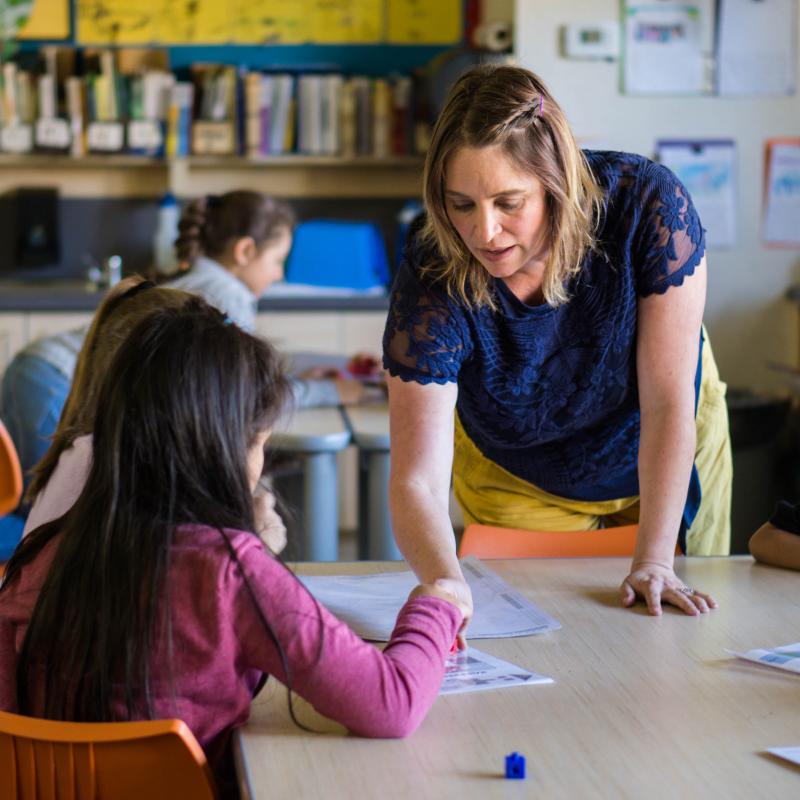 teacher with students