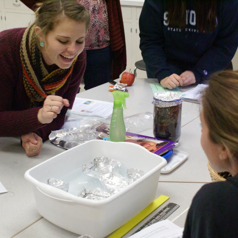 students doing experiment